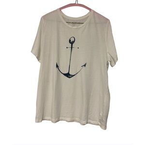 Old Navy Anchor ⚓️ Short Sleeve Graphic T-Shirt White Tee - Size L